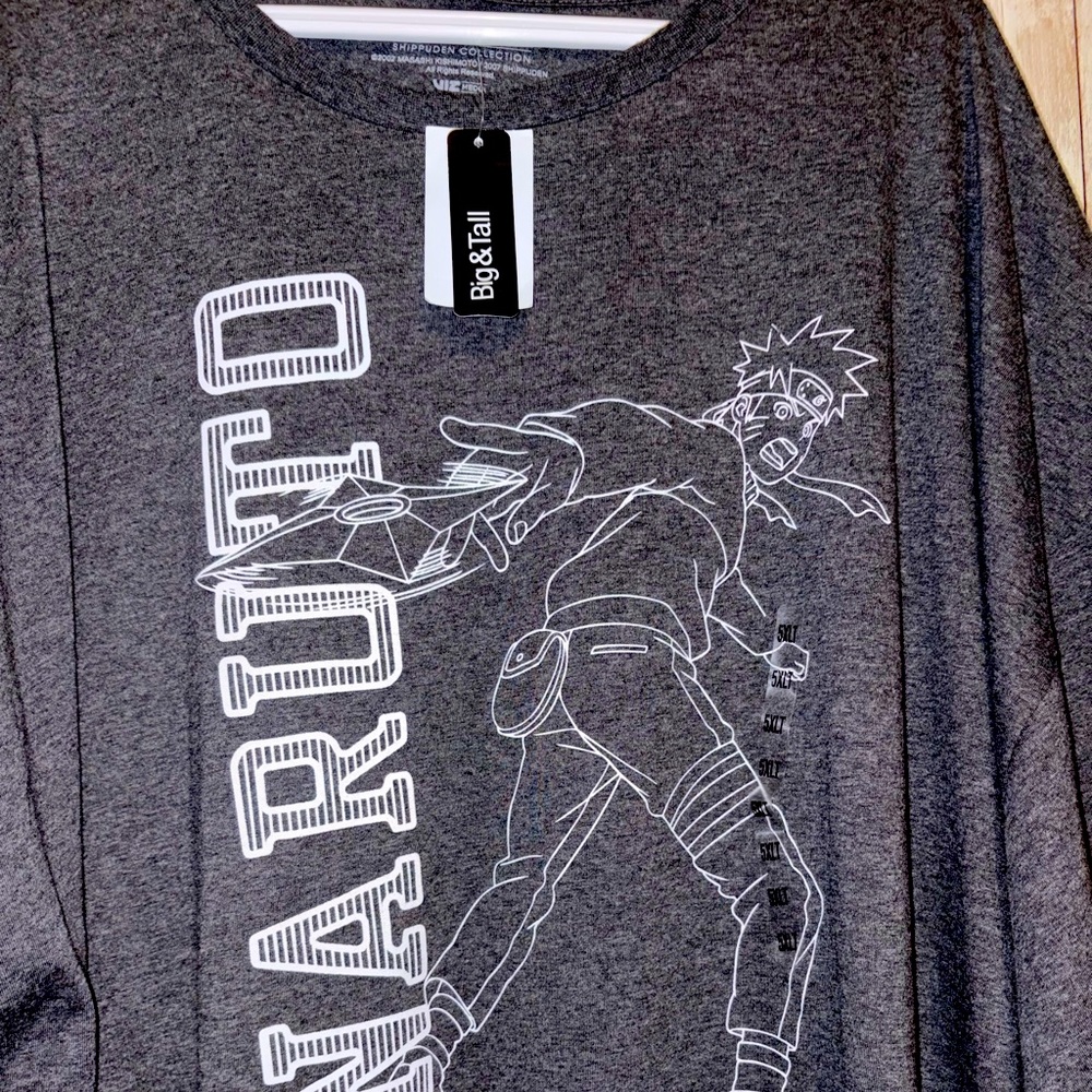 Shippuden Collection Naruto Men’s Short Sleeve Gray graphic t-shirt Size 5xl NWT
